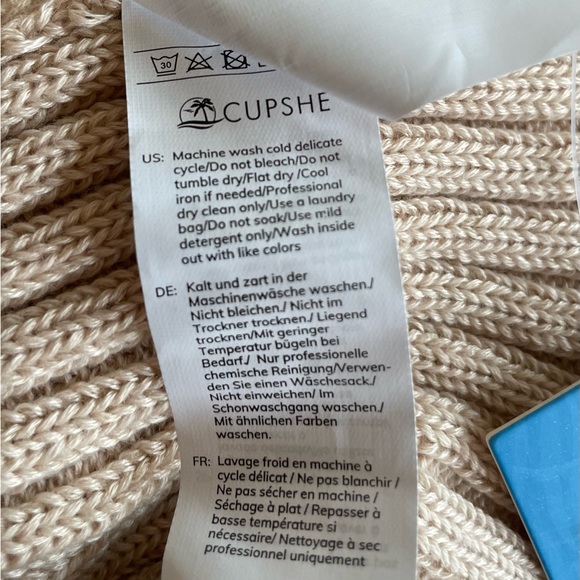 NWT Crochet Beige V Neck Sweater Dress Size XL - Picture 9 of 9